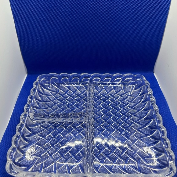 Vintage Clear Glass Divided Serving Dish 3 compartments - Picture 1 of 5